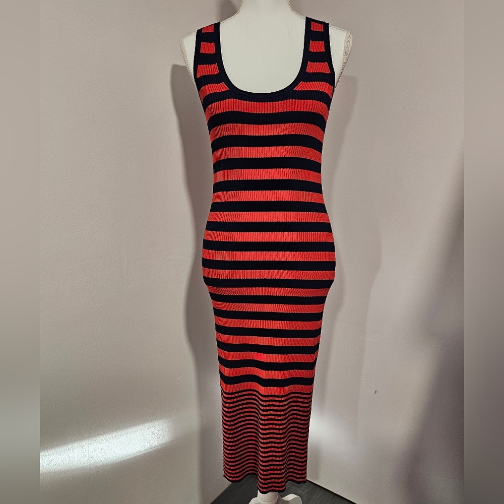 MICHAEL Michael Kors Black and Red Striped Maxi Dress